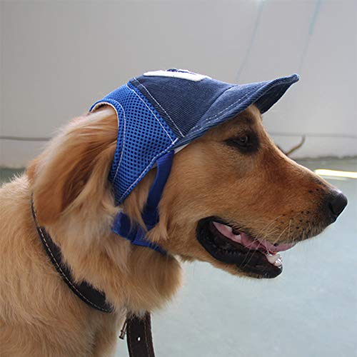 MXMYFZ Perro Gorra de béisbol, Pet Protector Solar Gorra para el Sol, Ajustable Perros pequeños Perros medianos Perros Malla Gorra de Plato,Azul,S