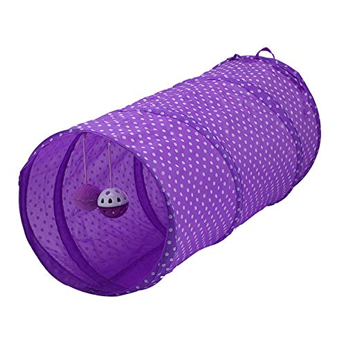 NaiCasy Túnel del Gato Mascota - Plegable Juguete - Tubo de diversión para los Conejos, Gatos, Perros y Perros-Violeta, Fuentes del Gato