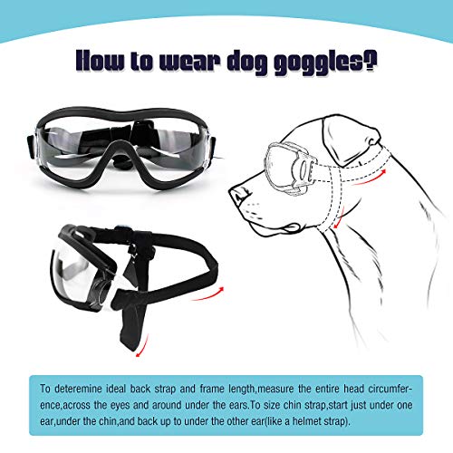 Namsan Gafas de Sol para Perros, Gafas de Sol para Mascotas Netive Resistentes al Agua y al Viento, protección para los Ojos para Perros Grandes y medianos