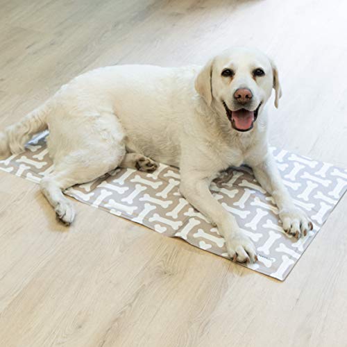 Navaris Alfombra de enfriamiento para Mascotas - Manta refrescante 50 x 90 CM para Perro Gato - Alfombrilla de refrigeración con patrón de Huesos