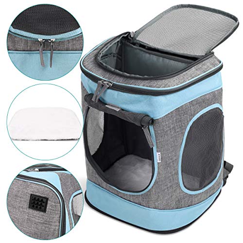 Navaris Mochila para Transportar Perro o Gato -Transportín Plegable Porta Mascota - Bolso Acolchado Transpirable para Mascotas pequeñas máx. 15 KG