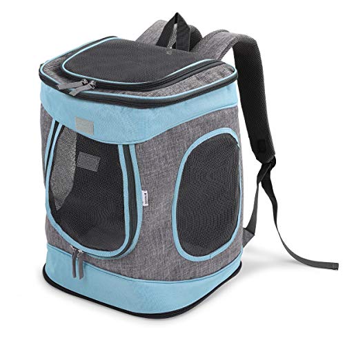 Navaris Mochila para Transportar Perro o Gato -Transportín Plegable Porta Mascota - Bolso Acolchado Transpirable para Mascotas pequeñas máx. 15 KG