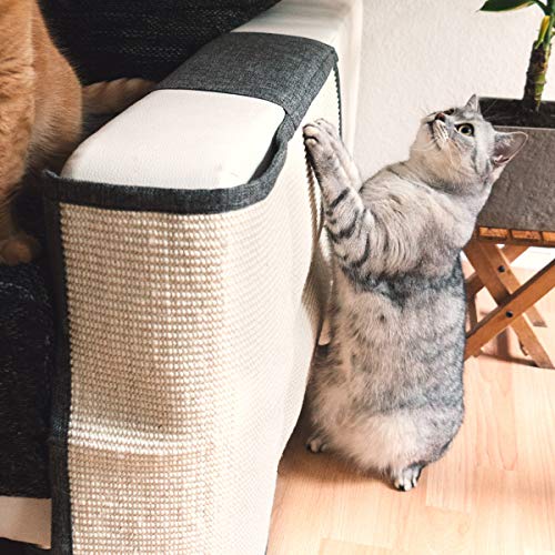 Navaris Rascador para Gatos - Protector para Esquina de sofá o sillón - Afilador de uñas de sisal para Mascotas - para el Lado Izquierdo en marrón