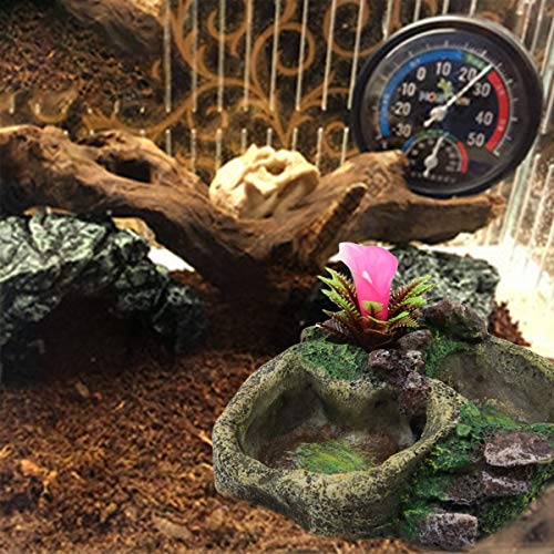 NCONCO Tortuga Lagarto Comedero de agua para reptiles (02 – Color de flores al azar)