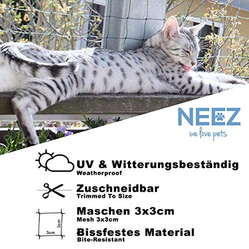 NEEZ Red para Balcones y Ventanas I Red de Seguridad Transparente Incl. Kit de fijación I fijación de la Red de Seguridad para Balcones sin taladrar