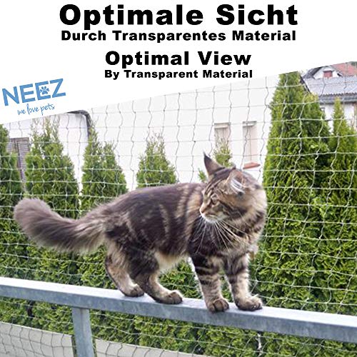 NEEZ Red para Balcones y Ventanas I Red de Seguridad Transparente Incl. Kit de fijación I fijación de la Red de Seguridad para Balcones sin taladrar