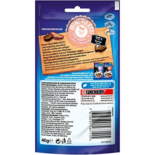 Nestlé Felix Mini de filetti Gato Snack, 7 Unidades (7 x 40 g Bolsa)