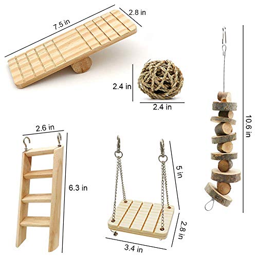 NNuodekeU Hámster Masticar Juguetes, 10 Unidades de Madera Natural de Pino cobayas Ratas Chinchillas Juguetes Accesorios Mancuernas Ejercicio Bell Roller tee