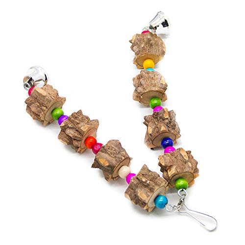 N\O Juguetes de Loro Pájaro de Madera, para Loros Accesorios Madera Natural Jaula Pajaros Bite Toy con Campanas para Jaula Conures Periquitos Cockatiels Guacamayos Pinzones Mynah Budgies