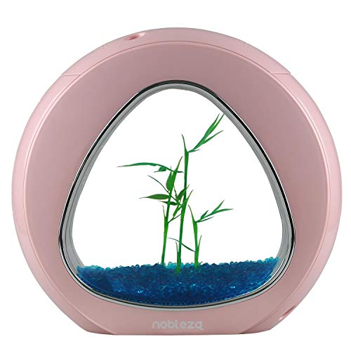 Nobleza - Acuario pecera de diseño Moderno con Ventana de Cristal y luz LED, Color Rosa. Capacidad de 4L