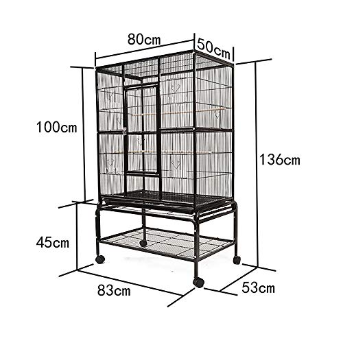 NOBLJX Jaula De Metal Enrollable Grande con Soporte De Reproducción Ruedas De La Bandeja De Alimentación, Jaula Móvil para Mascota con Soporte Desmontable para Conure Periquitos Cockatiels