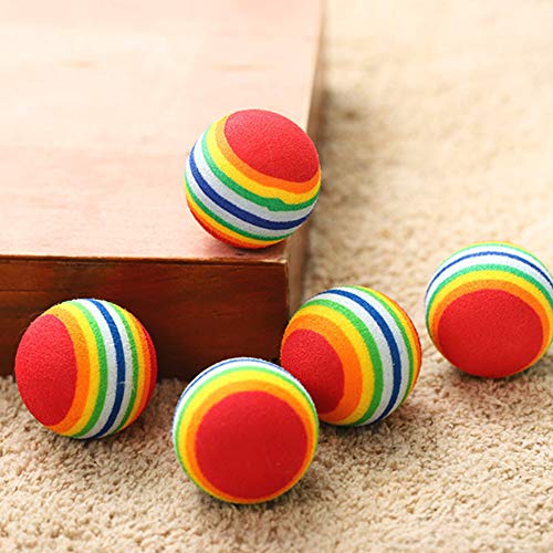 nuluxi Arcoiris Gatos Juguetes Pelotas Pelota de Masticación para Gatos Interactivo EVA Pelotas Juguete para Animales Gatos Mascotas Pelota de Espuma Juego Interactivo Juguetes para Gatito y Cachorro