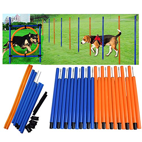 NXL Juegos para Mascotas Al Aire Libre Equipo De Entrenamiento para Ejercicios De Agilidad para Perros Kit para Perros Correr Saltar Juego con Bastones De Slalom Y El Aro De Salto