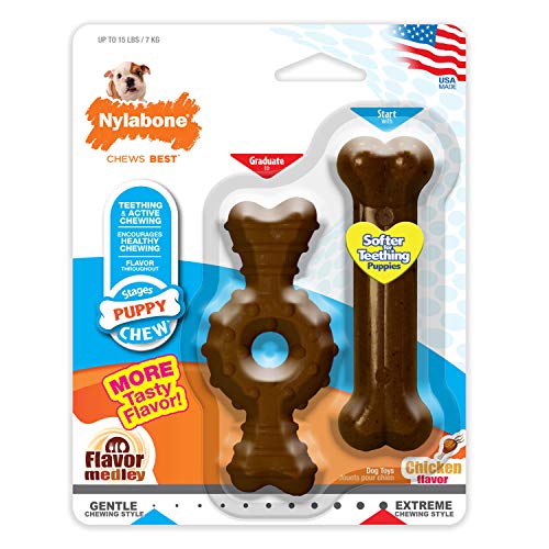 Nylabone - Anillo para Cachorro y Hueso (Paquete de Gancho)