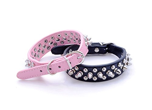 OCSOSO® Punk estilo mascota perro cuello Fashion cinturón de piel sintética con clavos – 10 remaches studded en cuero collar de perro 2,5 cm de ancho