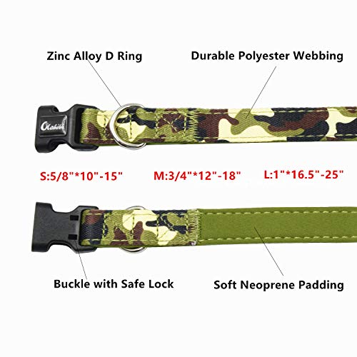 Olahibi Collar de perro con estampado de camuflaje, acolchado de neopreno, material de poliéster, para perros grandes (L, camuflaje)