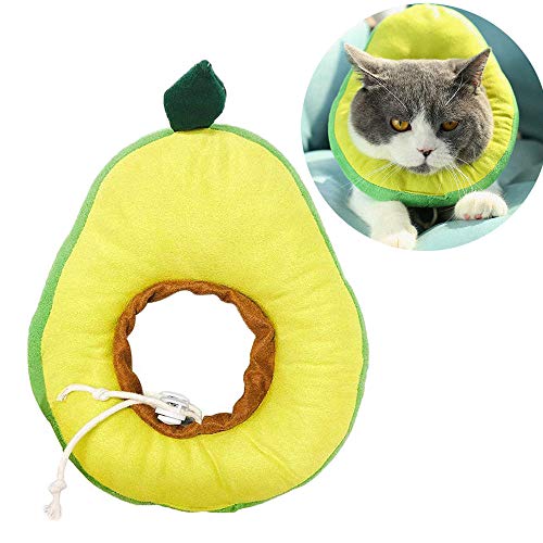 Oncpcare - Collar de recuperación de perro con forma de aguacate ajustable de forma de collar isabelino, cono de protección para curación de heridas, disfraz de gato