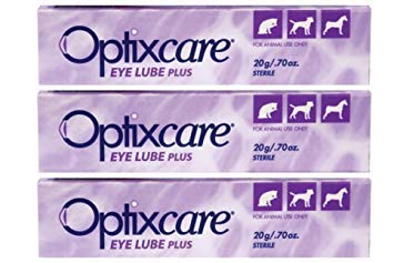 OptixCare 20g Lube Eye Plus + hialurónico para los Caballos Gato del Perro, Pack de 3