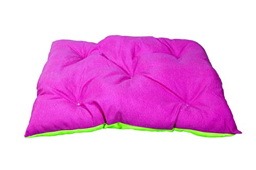 Palets Talavera SL  - Cama para Perros y Gatos, Sofá para Perros/Gatos, Cesta para Perros/Gatos con Cojín de Color Fucsia y Verde Extraíble y Reversible - Medida: 85 * 65 * 25 cm (L)