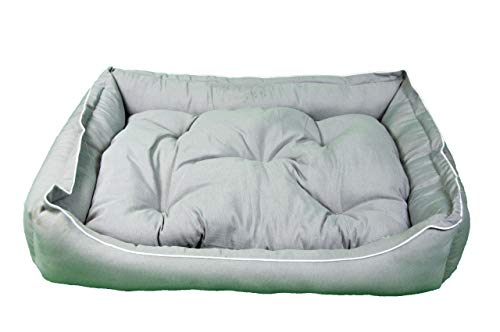 Palets Talavera SL  - Cama para Perros y Gatos, Sofá para Perros/Gatos, Cesta para Perros/Gatos con Cojín de Color Gris Extraíble - Medida: 65 * 50 * 23 cm (M)