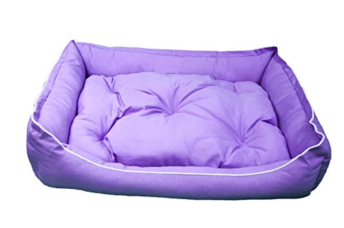 Palets Talavera SL  - Cama para Perros y Gatos, Sofá para Perros/Gatos, Cesta para Perros/Gatos con Cojín de Color Morado Extraíble - Medida: 65 * 50 * 23 cm (M)