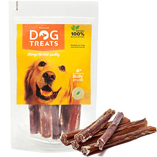 Palos para Perros 6 Pulgadas 100% Naturales Carne de Res de Cuero Crudo de Toro Bocadillo, 5 Piezas