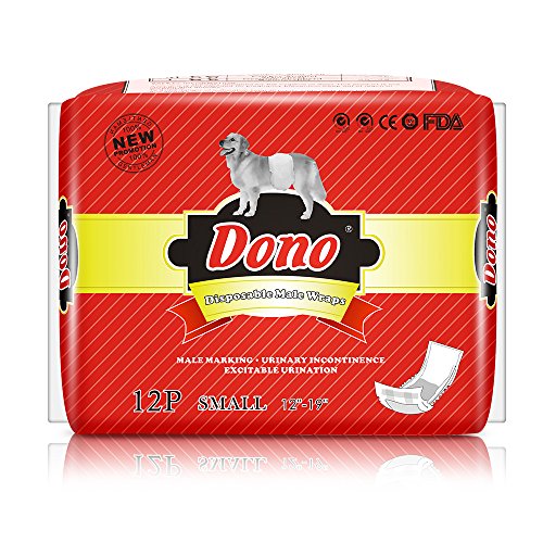 Pañales para mascotas para perros machos -DONO Nuevos pañales para perros desechables Abrigos para hombres Pañales súper absorbentes para perros machos (S 12pc (12"-19"))