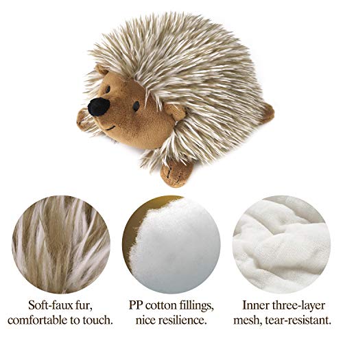 Pawaboo Juguete de Peluche para Perros, Juguete de Erizo de Cuero Artificial Súper Suave y No Tóxico, Juguete de Animal Ideal para el Entrenamiento de Mordedura con Sonido – Marrón