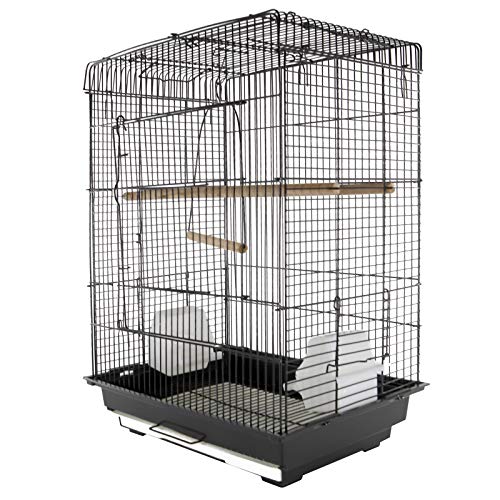 Pawhut Jaula para Pájaro Espaciosa Jaula de Aves con Techo Abierto con 4 Soportes 2 Comederos para Interior o Exterior 41.5x29.5x56.5cm