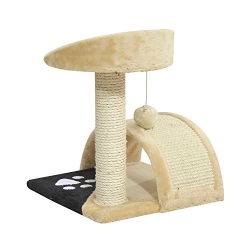 PawHut Rascador Gato Altura 40cm Arbol Poste para Arañar 36x36x44cm Juegos gatos Beige