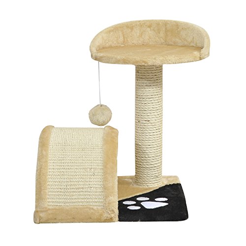 PawHut Rascador Gato Altura 40cm Arbol Poste para Arañar 36x36x44cm Juegos gatos Beige