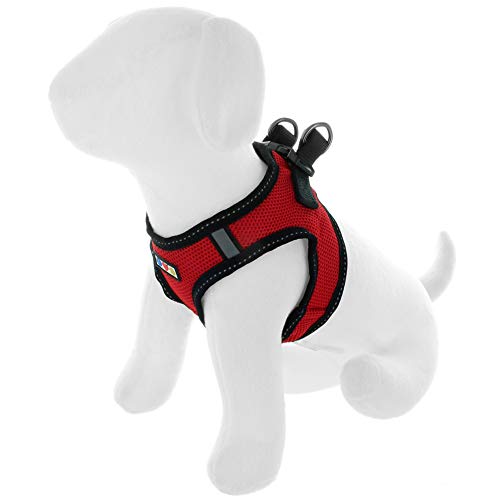 Pawtitas Arnes de Tela Antitirones Perro y Cachorros, Chaleco Acolchado para Mayor Comodidad, diseño Resistente, Ajustable y Transpirable Extra Extra Pequeño Rojo