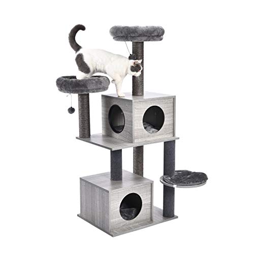 PAWZ Road Árbol para Gatos, Arbol para Gatos Estable Arbol rascador para Gatos Gris 59 * 48 * 141cm