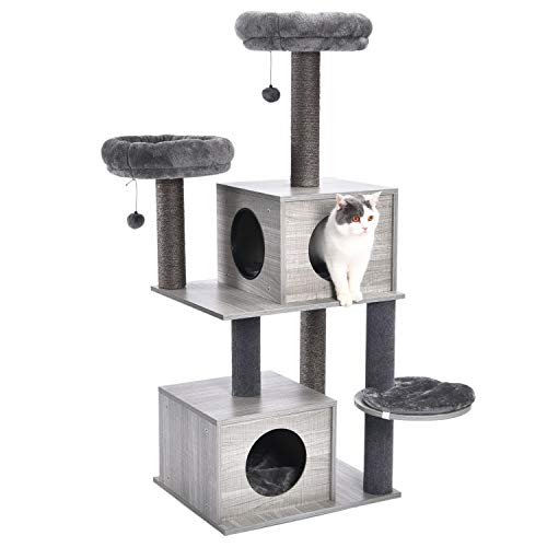 PAWZ Road Árbol para Gatos, Arbol para Gatos Estable Arbol rascador para Gatos Gris 59 * 48 * 141cm