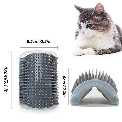 Peluquero para gatos, peine de masaje de esquina de pared, cepillo para esquina de gato con hierba gatera, herramienta de masaje perfecta para gatos con pelo largo y corto (2 unidades)