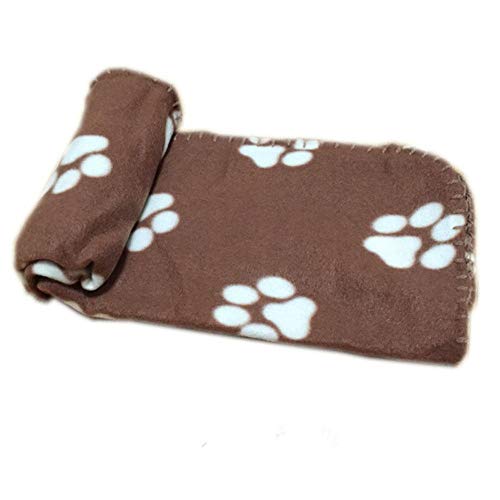 PENVEAT Lovely Pet Dogs Cats Bed Mat Blanket Soft Warm Fleece Paw Print Design Pet Puppy Bed Sofa Pet Warm Product Funda de cojín Toalla, Beige, S, China