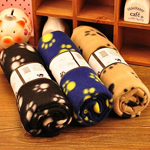 PENVEAT Lovely Pet Dogs Cats Bed Mat Blanket Soft Warm Fleece Paw Print Design Pet Puppy Bed Sofa Pet Warm Product Funda de cojín Toalla, Beige, S, China