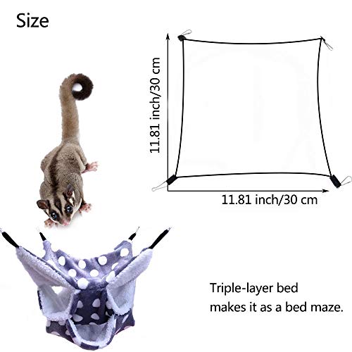 Pequeña hamaca para jaula para mascotas, hamaca para planeador de azúcar de tres capas, jaula para hámster Accesorios Ropa de cama para chinchilla Hurones loros jugando para dormir