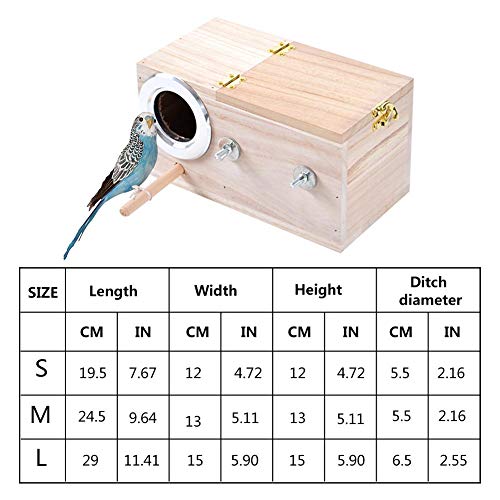 perfecti Caja De Nido De Pájaros De Madera Caja De Cría para Pájaros, Casa De Estación De Alimentación De Anidación De Aves para Pinzón Cockatiel（S/M/L）