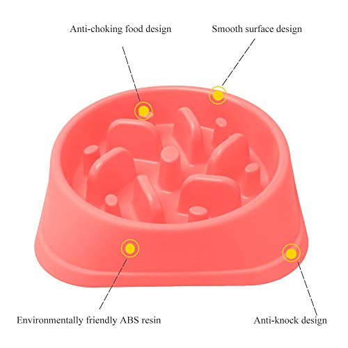 Perro de Mascota Slow Food Bowl Anti-estrangulación Bowl Mascotas Suministros Perros grandes y pequeños Perder peso para ayudar a la digestión Utensilios Para Mascotas Slow Eating Dog Bowl (rosado)