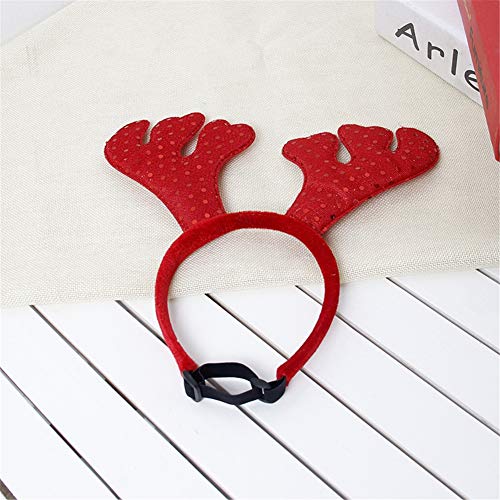 Perro de Navidad del brillo del tocado, Año Nuevo Forma Moose Cuerno Rojo Accesorio de cabeza ajustable del partido de Cosplay Regalo de la asta diadema con los puntos de lentejuelas para la Navidad