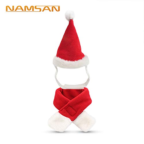 Perro gato mascota Santa sombrero bufanda Navidad disfraz silenciador Cosplay Disfraces Ropa de perro invierno para cachorros gatitos pequeños perros mascotas amable y caliente rojo y blanco