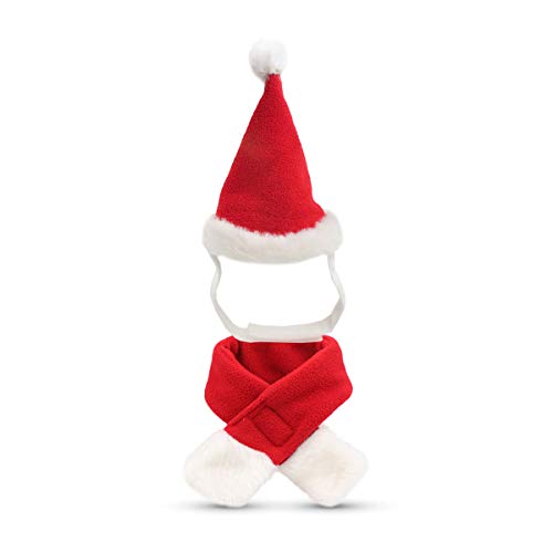 Perro gato mascota Santa sombrero bufanda Navidad disfraz silenciador Cosplay Disfraces Ropa de perro invierno para cachorros gatitos pequeños perros mascotas amable y caliente rojo y blanco