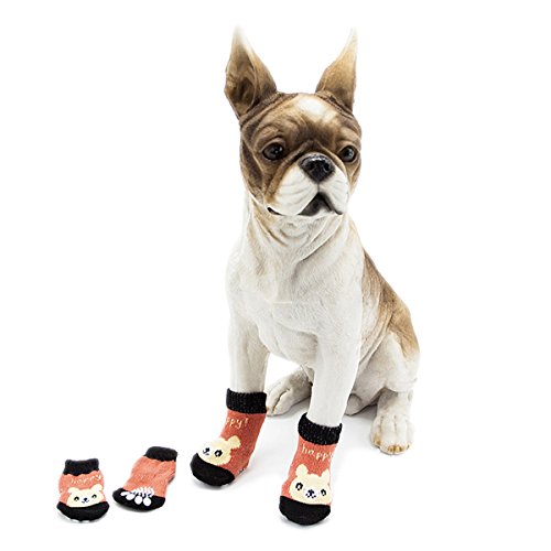 Pet Heroic 6 tamaños Calcetines Antideslizantes para Perros Gatos, Protectores de Patas para Perros Gatos, Control de tracción para el Uso en Interiores, Ajuste para Perros Extra pequeños a Grandes