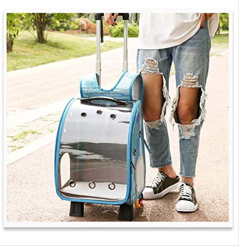 PET HOUND Transportin Carrito Perro 2 en 1 Mochila Carrito Mascotas Mochilas de Viaje con Ruedas Perro Gato Bolsa Mochila para Mascotas Transpirable a Prueba de Viento 42 * 33 * 42