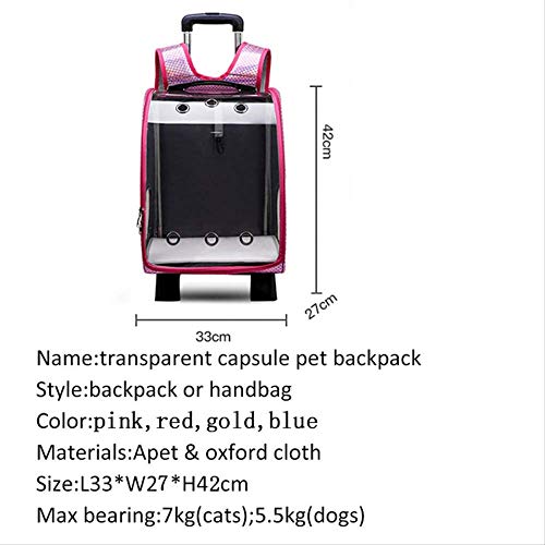 PET HOUND Transportin Carrito Perro 2 en 1 Mochila Carrito Mascotas Mochilas de Viaje con Ruedas Perro Gato Bolsa Mochila para Mascotas Transpirable a Prueba de Viento 42 * 33 * 42