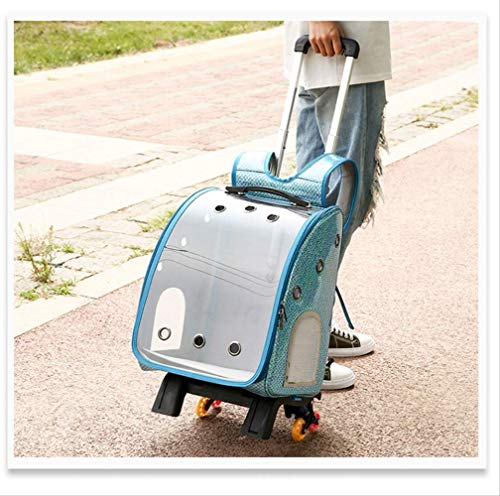 PET HOUND Transportin Carrito Perro 2 en 1 Mochila Carrito Mascotas Mochilas de Viaje con Ruedas Perro Gato Bolsa Mochila para Mascotas Transpirable a Prueba de Viento 42 * 33 * 42