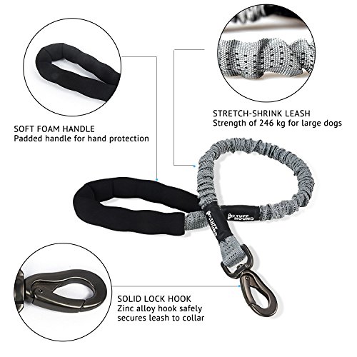 Petcomer Correas Entrenamiento para Perros Cuero Cómodo Ajustable Correa para Mascotas Grandes Medianos Extensión Fuerte Tensible Resistente Durable