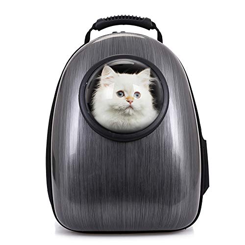 Petcomer Mochila Cápsula Impermeable Transportín en Forma de Burbuja para Mascotas Perros Gatos (Negro)