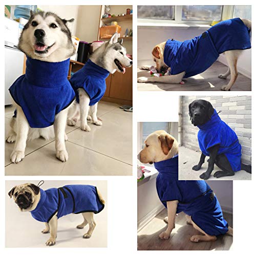 Petcomer Toalla de Baño Fibra Albornoces para Perros Gatos Lavable Pijamas de Secado Rápido Super Delgada Capa Absorbente de Mascota XL